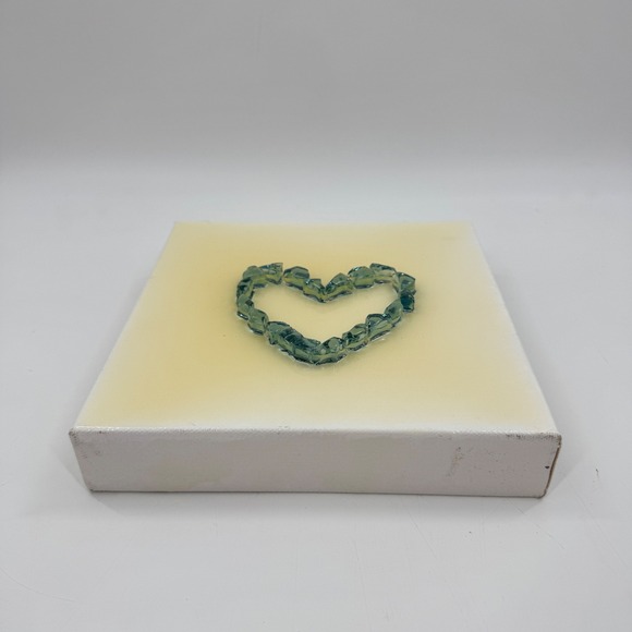 Layered Love” is a new 8x8 inch original torn paper heart  BJ Weeks Original Crushed Glass Heart Mixed Media Artwork on Canvas 8x8